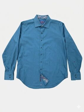 Robert Graham Men's Long Sleeve button down blue shirt XL